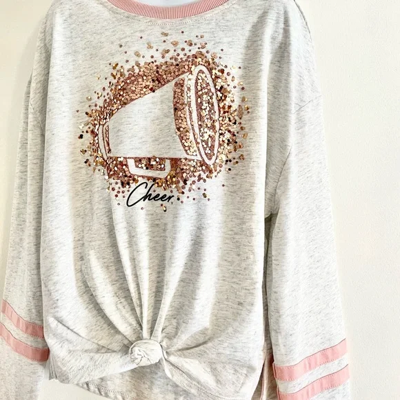 🆕Girls Justice Sequin CHEER Graphic Long Sleeve Tee - Picture 8 of 13